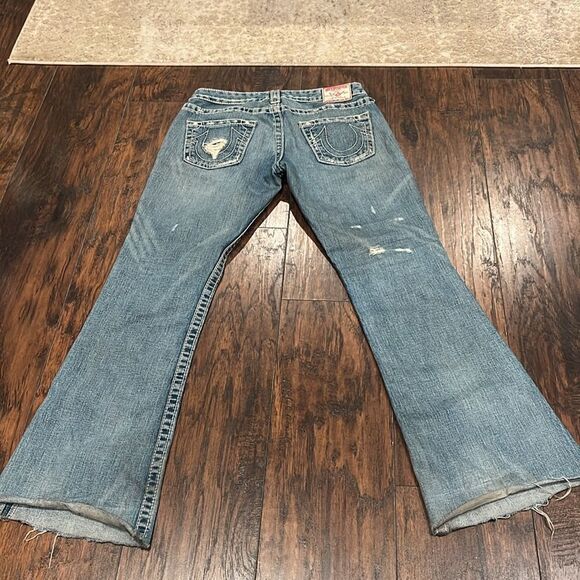 True religion Bobby jeans size 29 by 31 distressed made in USA raw hem in GUC - Picture 6 of 13